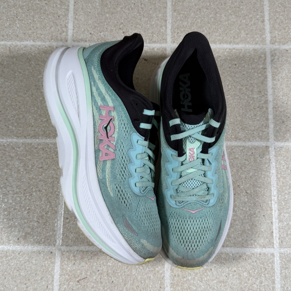 Hoka One One Bondi 9 Womens Size 10 B Blue Spark Mint Fluorite 1162014 BTF